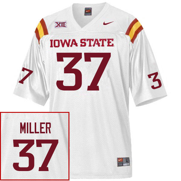 Men #37 Easton Miller Iowa State Cyclones College Football Jerseys Stitched Sale-White